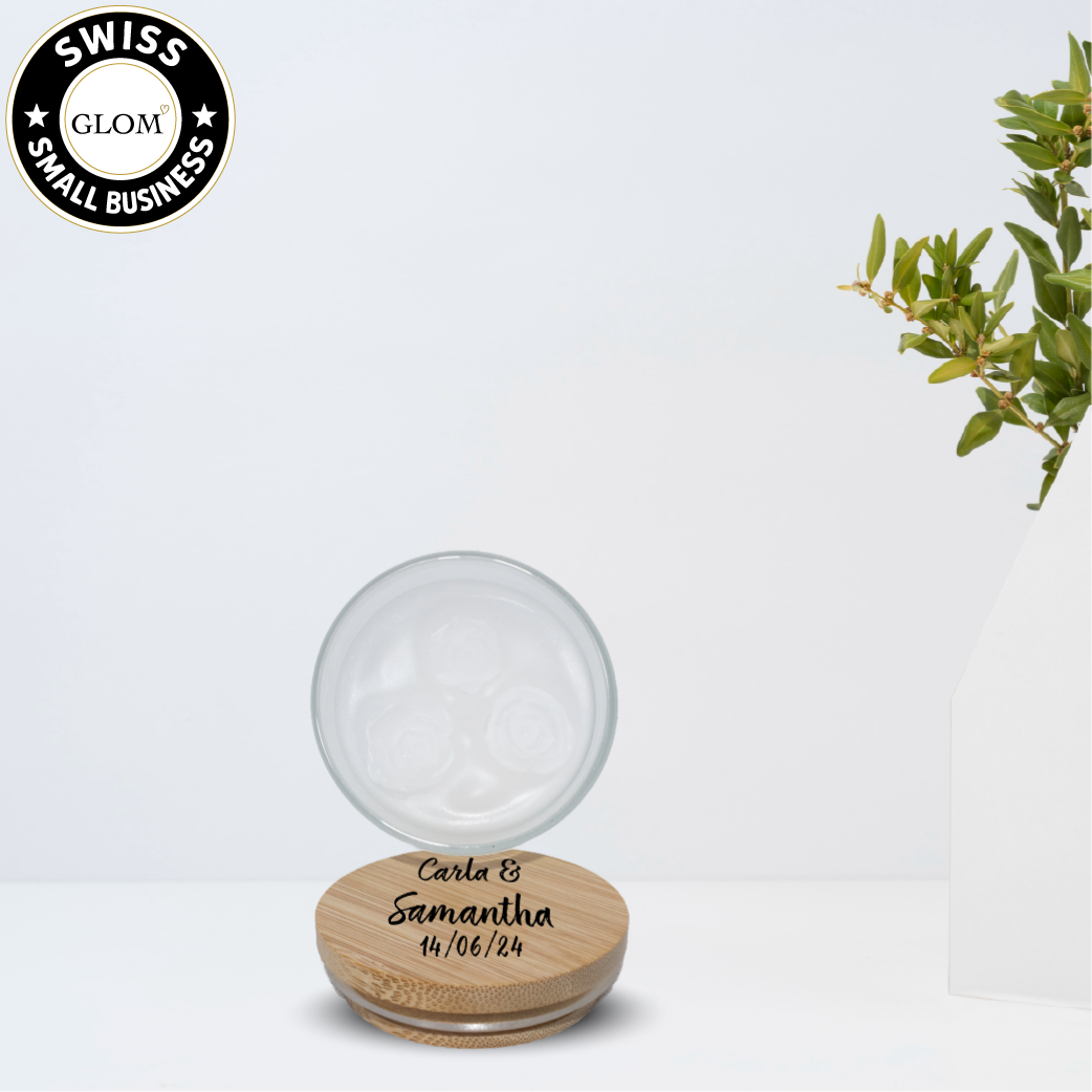 Custom Vanilla Candle – Engraved Bamboo Lid