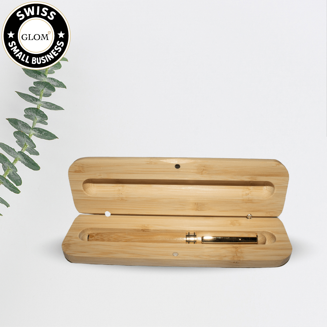 Personalized Bamboo Rollerball Pen – With Engraved Case