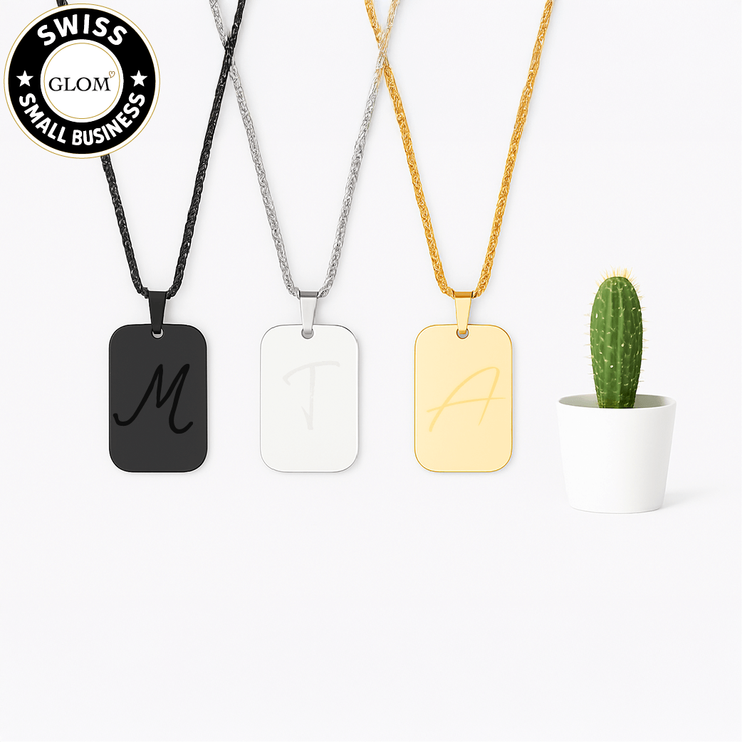 Engraved Military-Style Pendant Necklace