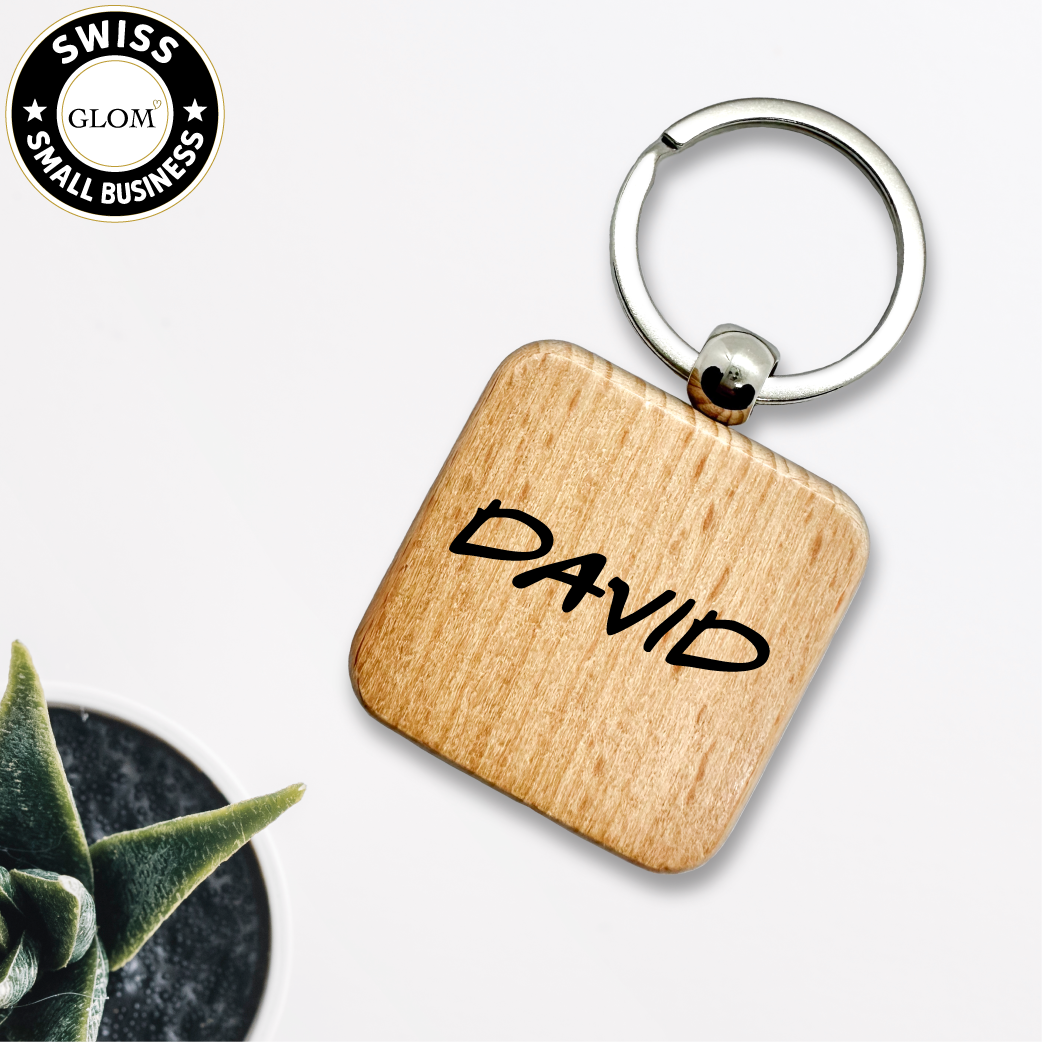 Custom Laser-Engraved Key Ring Square