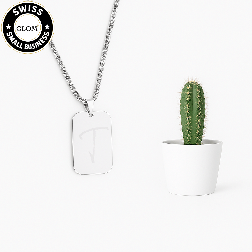Engraved Military-Style Pendant Necklace