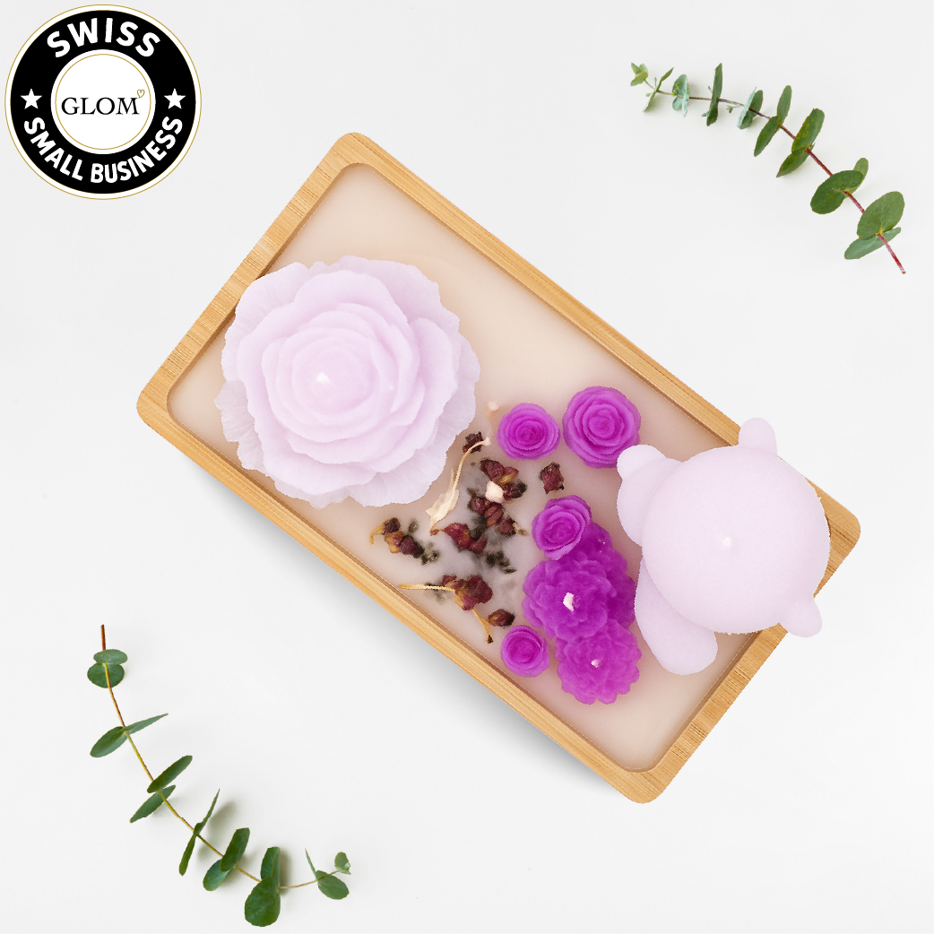Assiette à bougies florale personnalisée en forme d'ourson