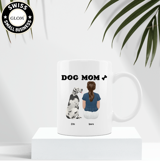 Dog Mom Mug – Custom Pet & Owner Illustration