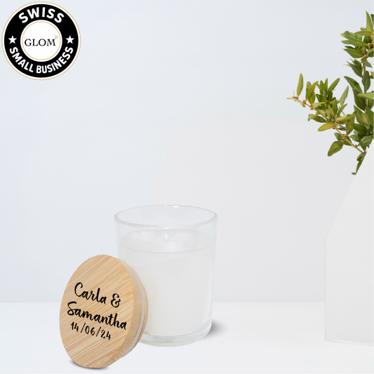 Custom Vanilla Candle – Engraved Bamboo Lid