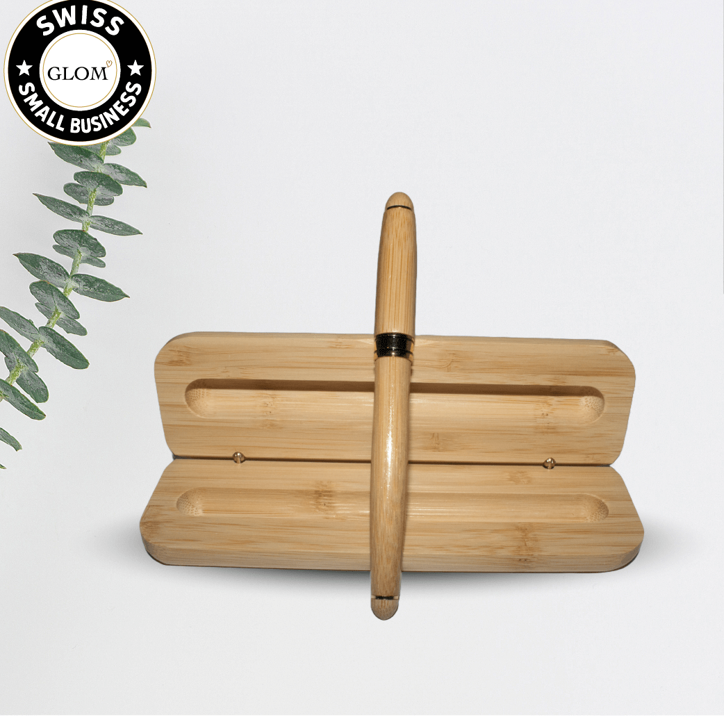 Stylo roller en bambou personnalisé – avec étui gravé