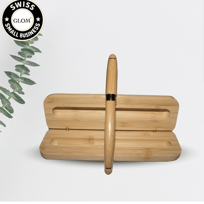 Stylo roller en bambou personnalisé – avec étui gravé