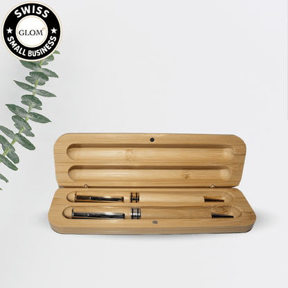 Coffret et 2 stylos gravés - Coffret stylos bambou personnalisé