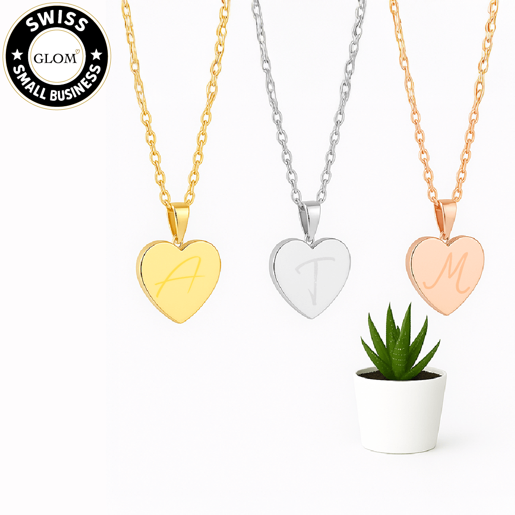 Collier pendentif cœur gravé – Chaîne de clavicule en acier inoxydable