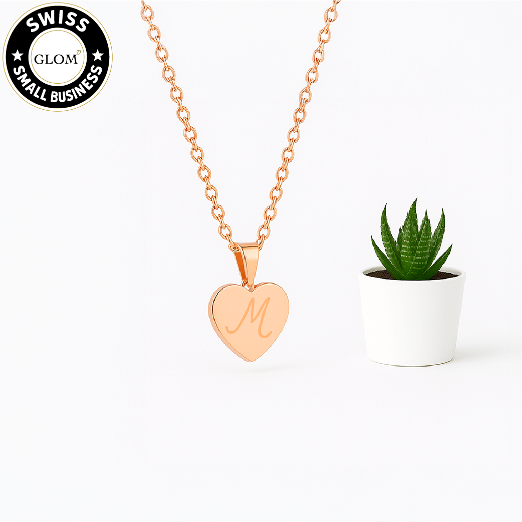 Collier pendentif cœur gravé – Chaîne de clavicule en acier inoxydable