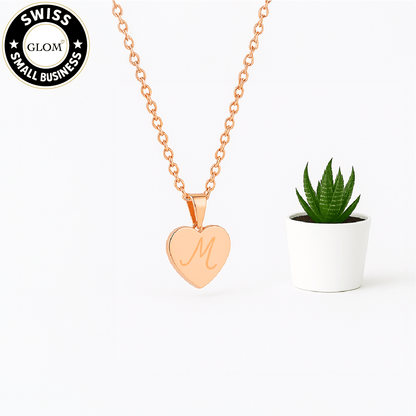 Collier pendentif cœur gravé – Chaîne de clavicule en acier inoxydable