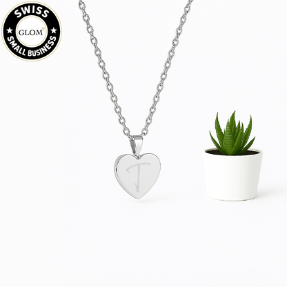 Collier pendentif cœur gravé – Chaîne de clavicule en acier inoxydable
