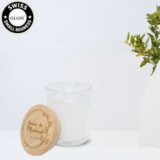 Premium Custom Candle – Engraved Bamboo Lid