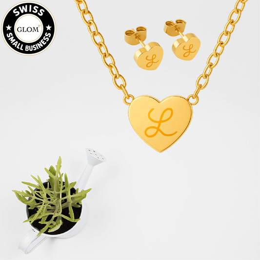Personalized Heart Jewelry Set – Necklace & Earrings