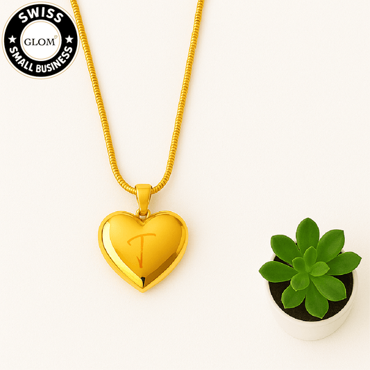 Personalized Heart Pendant Necklace – Engraved Initial