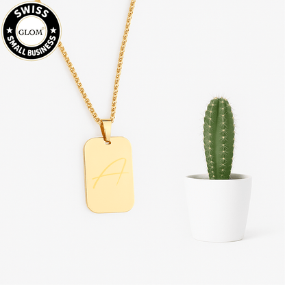 Engraved Military-Style Pendant Necklace