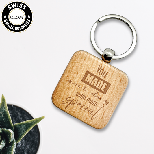 Custom Laser-Engraved Key Ring Square