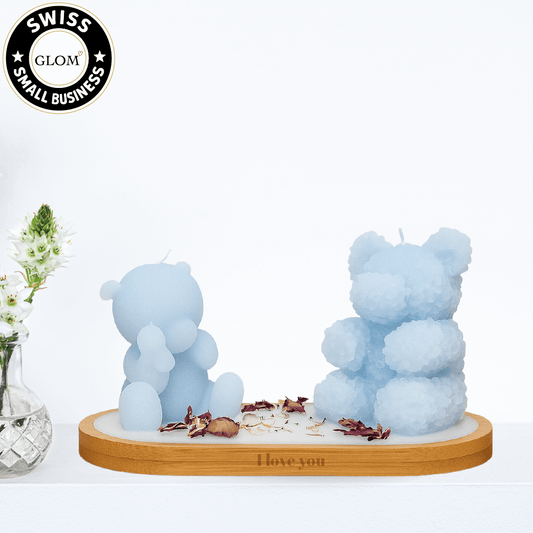 Assiette à bougie Twin Teddy – Plateau à messages personnalisé