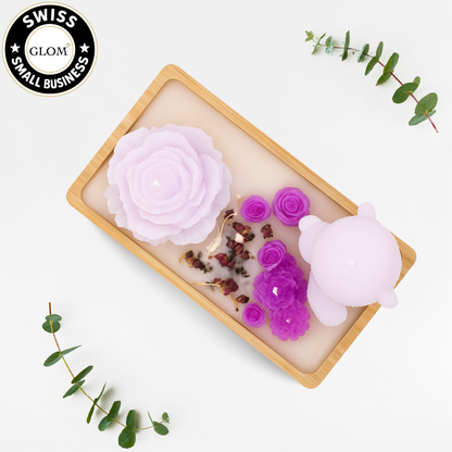 Assiette à bougies florale personnalisée en forme d'ourson