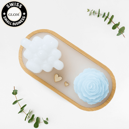Heart Bubble & Peony Candle Plate – Custom Engraved Tray